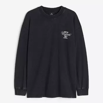 Футболка H&M Oversized Fit Printed Jersey Worldwide, черный