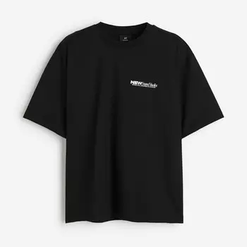 Футболка H&M Oversized Fit Printed New Sound, черный