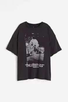 Футболка H&M Oversized Printed, черный