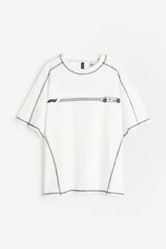 Футболка H&M Oversized Printed, кремовый