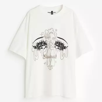 Футболка H&M Oversized Printed Saweetie, кремовый