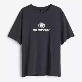 Футболка H&M Oversized Printed The Offspring, темно-серый