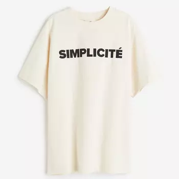 Футболка H&M Oversized Simplicit, кремовый