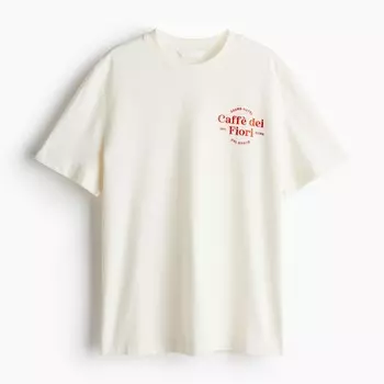 Футболка H&M Printed Caff dei Fiori, кремовый