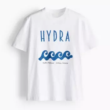 Футболка H&M Printed Hydra Harbour, белый