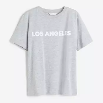 Футболка H&M Printed Los Angeles, светло-серый