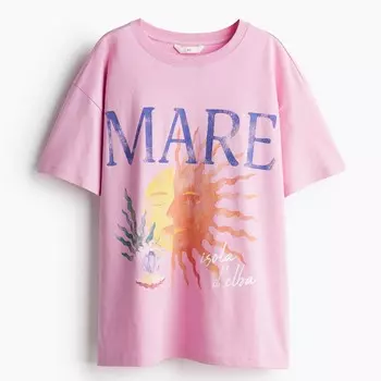 Футболка H&M Printed Mare, розовый