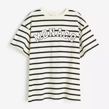 Футболка H&M Printed Monaco, кремовый
