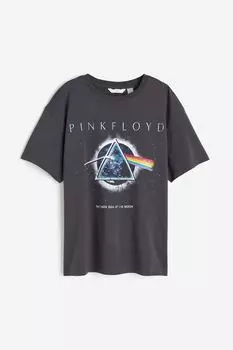 Футболка H&M Printed Pink Floyd, темно-серый