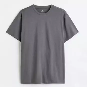 Футболка H&M Regular Fit Crew-neck, темно-серый