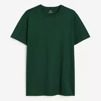Футболка H&M Regular Fit Crew-neck, темно-зеленый