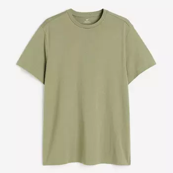 Футболка H&M Regular Fit Crew-neck, зеленый хаки