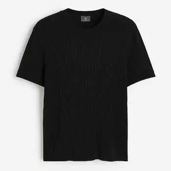 Футболка H&M Regular Fit Knit, черный