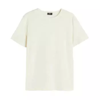 Футболка H&M Regular Fit Linen-blend, кремовый