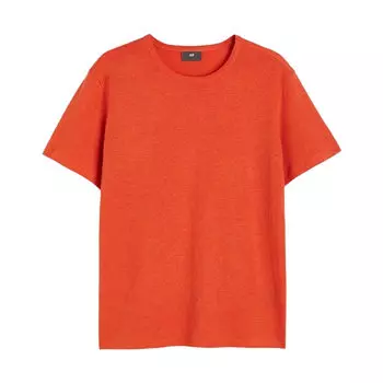 Футболка H&M Regular Fit Linen-blend, темно-оранжевый
