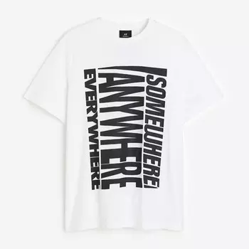 Футболка H&M Regular Fit Printed Anywhere, белый
