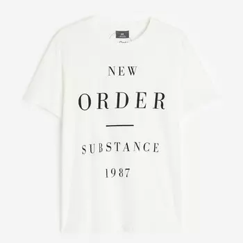 Футболка H&M Regular Fit Printed New Order, кремовый