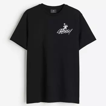 Футболка H&M Regular Fit Printed Shush!, черный