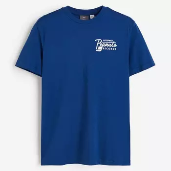 Футболка H&M Regular Fit Snoopy, темно-синий