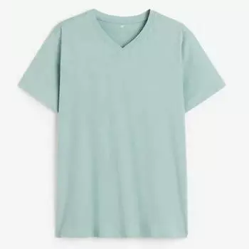 Футболка H&M Regular Fit V-neck, светло-бирюзовый