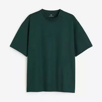 Футболка H&M Relaxed Fit, темно-зеленый