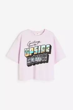 Футболка H&M Strange Things Oversized Printed, светло-розовый