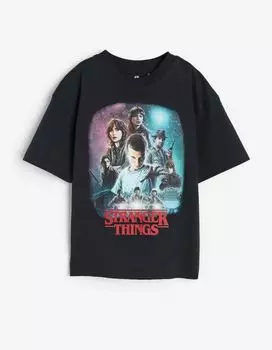 Футболка H&M Strange Things Print, черный