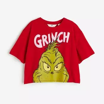 Футболка H&M x The Grinch Oversized Printed, красный