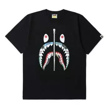 Футболка half zip shark face t-shirt 'black' A Bathing Ape, черный