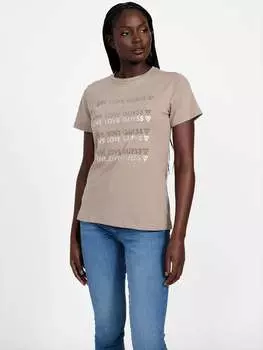 Футболка Halie с круглым вырезом и стразами Guess Factory, цвет moondust