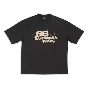 Футболка hand-drawn bb icon t-shirt medium fit 'black' Balenciaga, черный
