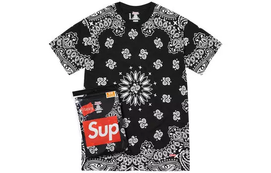 Футболка Hanes Bandana без бирки, 2 шт Supreme, 2 Pack (Black)