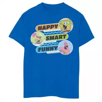 Футболка Happy Smart с забавным рисунком для мальчиков 8–20 лет с изображением Губки Боба Квадратные Штаны, групповой снимок Licensed Character