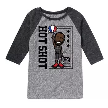 Футболка Harlem Globetrotters Toonz "Hot Shot" с рисунком реглан для мальчиков 8–20 лет Licensed Character, серый/черный