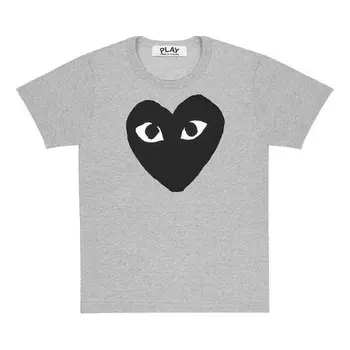 Футболка heart logo tee 'grey black' Comme Des Garcons Play, серый