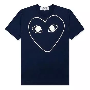 Футболка heart shape printing short sleeve 'navy blue' Comme Des Garcons Play, синий