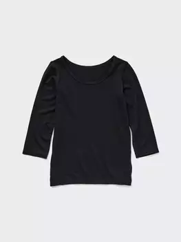 Футболка HeatTech для малышей с круглым вырезом Uniqlo, цвет 09 черный
