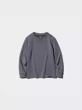 Футболка Heattech из хлопка с круглым вырезом, очень теплая Uniqlo, цвет 08 серый