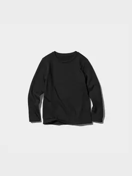 Футболка Heattech с круглым вырезом, очень теплая Uniqlo, цвет 09 черный
