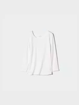 Футболка Heattech с круглым вырезом Uniqlo, цвет 00 белый