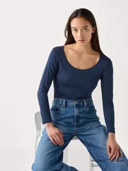 Футболка heattech с круглым вырезом Uniqlo, цвет 69 синий