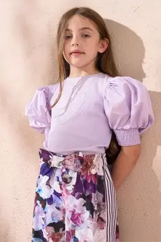 Футболка Heidi с рукавами фонариками и надписью «Love» Angel & Rocket, фиолетовый