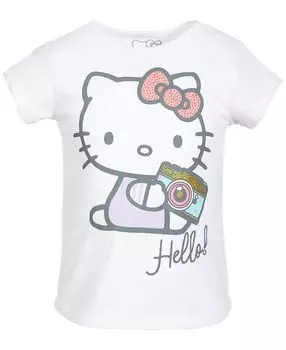 Футболка Hello Kitty с фотоаппаратом для маленьких девочек Disney