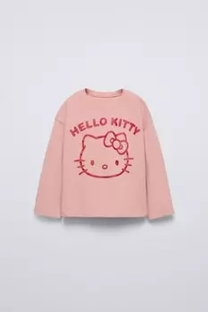 Футболка hello kitty ZARA, бежево-розовый
