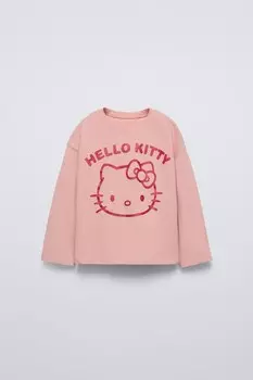 Футболка hello kitty ZARA, бежево-розовый