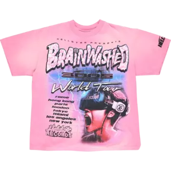 Футболка Hellstar Brainwashed 'Pink', розовый