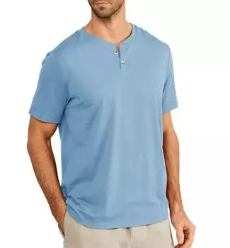 Футболка Henley Bamboo Heritage в синем тумане FREE FLY