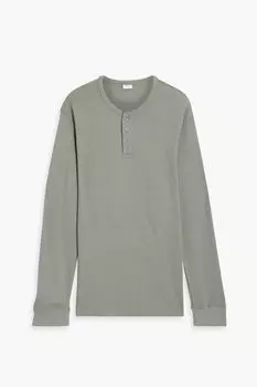 Футболка Henley из смесового хлопка вафельной вязки ONIA, зеленый