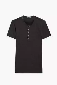 Футболка Henley облегающего кроя из хлопкового джерси DOLCE & GABBANA, угольный