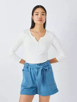 Футболка henley с длинным рукавом John Lewis , белый